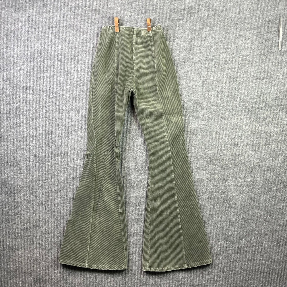 Oli & Hali Corduroy Flare Pants Womens Medium Olive Green Boho High Rise Flare - Picture 2 of 10